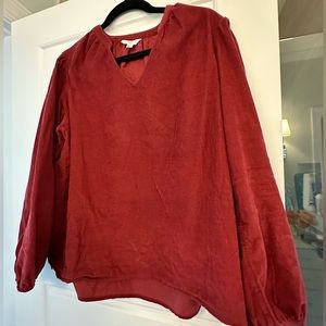 Time and Tru Large corduroy puff sleeve. Red rust color